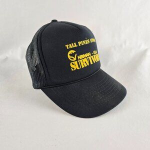 Vintage Foam Trucker Hat Mens Snapback Black Herman-USA Survivors Tall Pines